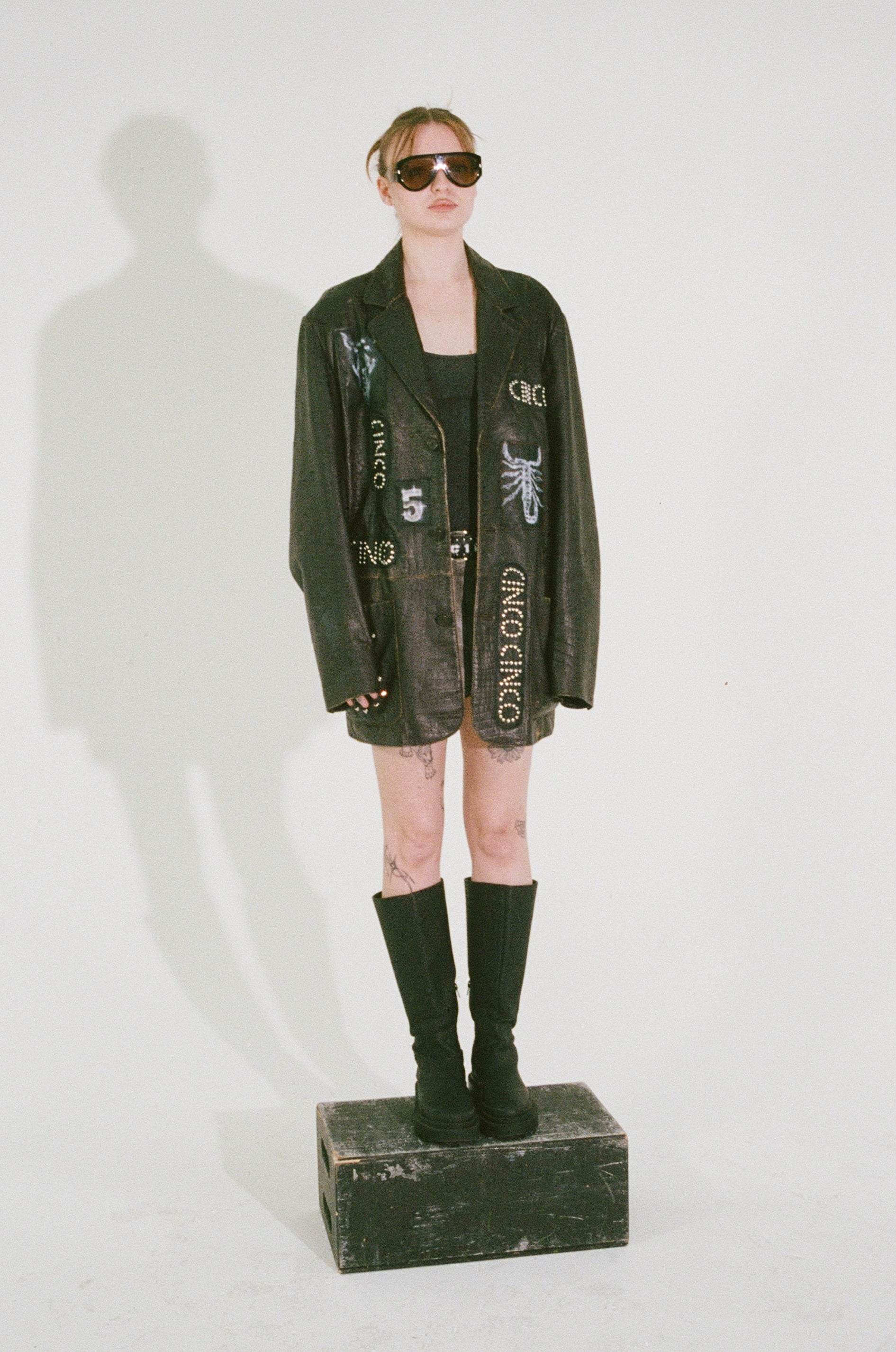 PROTOTYPE - Leather Patch/Studded Long Coat