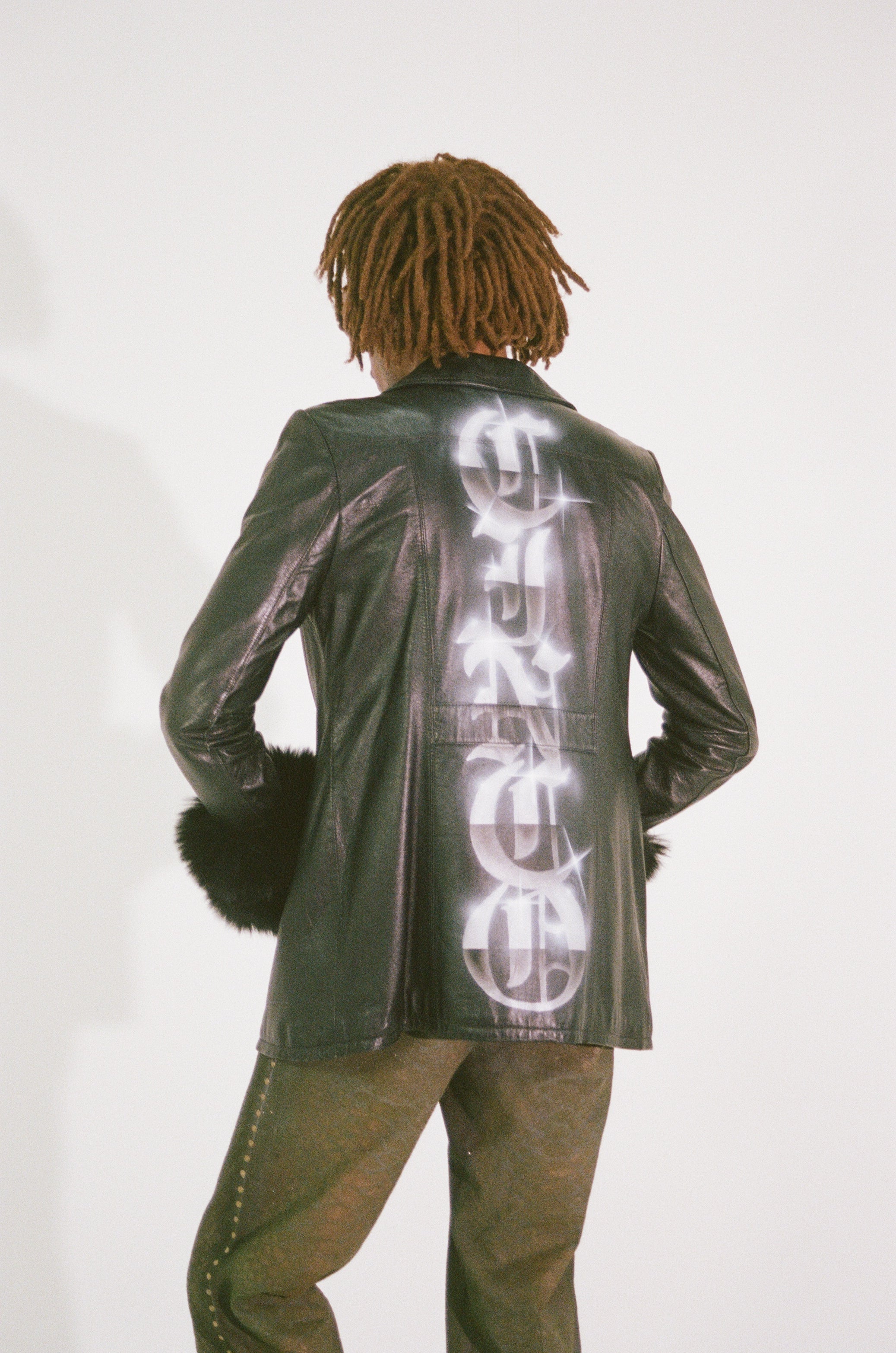 PROTOTYPE - Leather Long Coat w/Fur Cuffs
