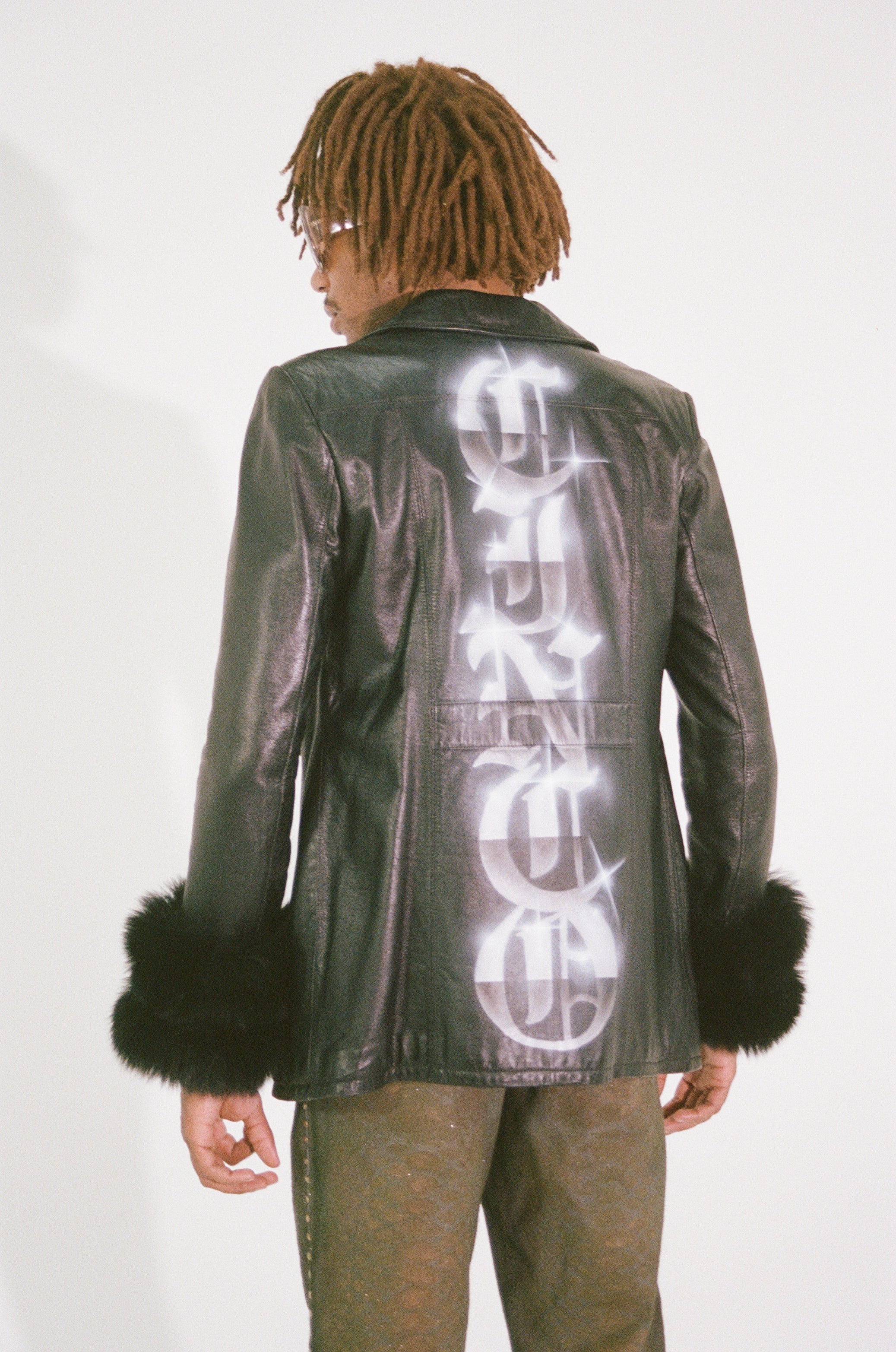 PROTOTYPE - Leather Long Coat w/Fur Cuffs