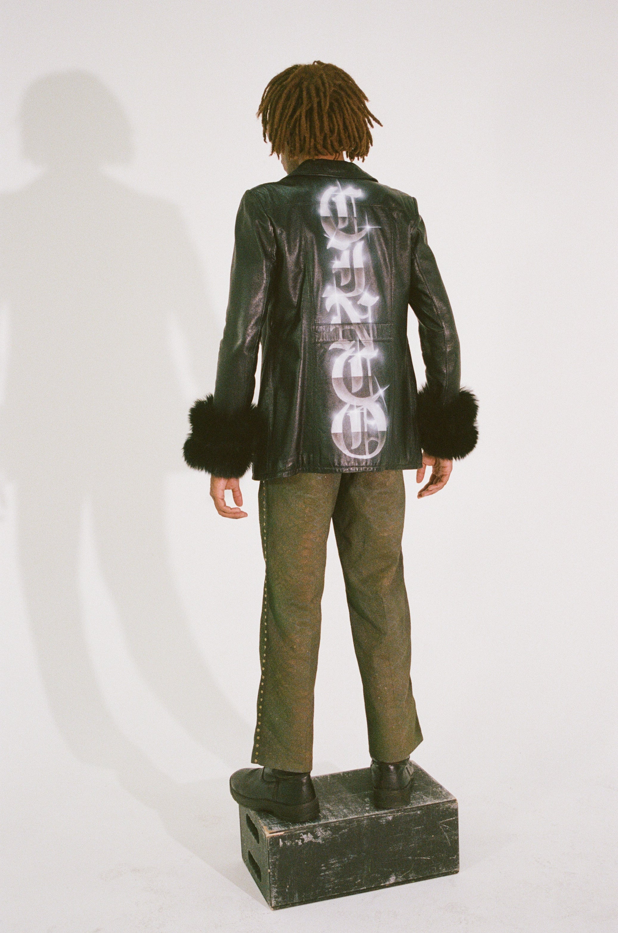 PROTOTYPE - Leather Long Coat w/Fur Cuffs