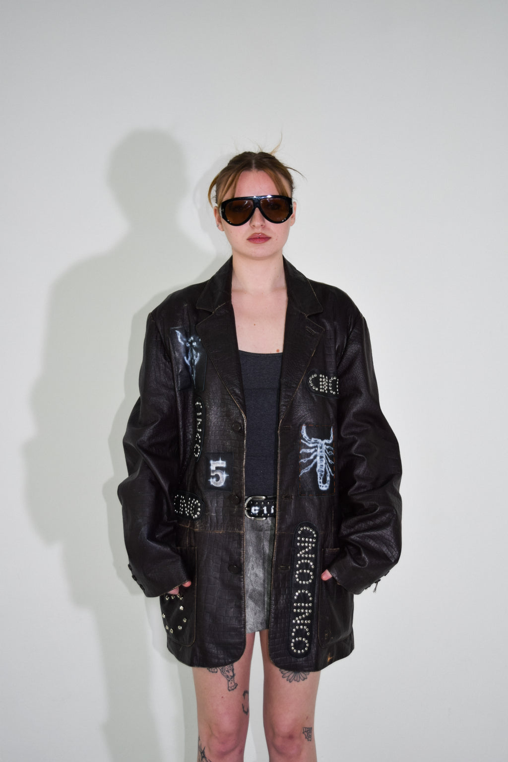 PROTOTYPE - Leather Patch/Studded Long Coat