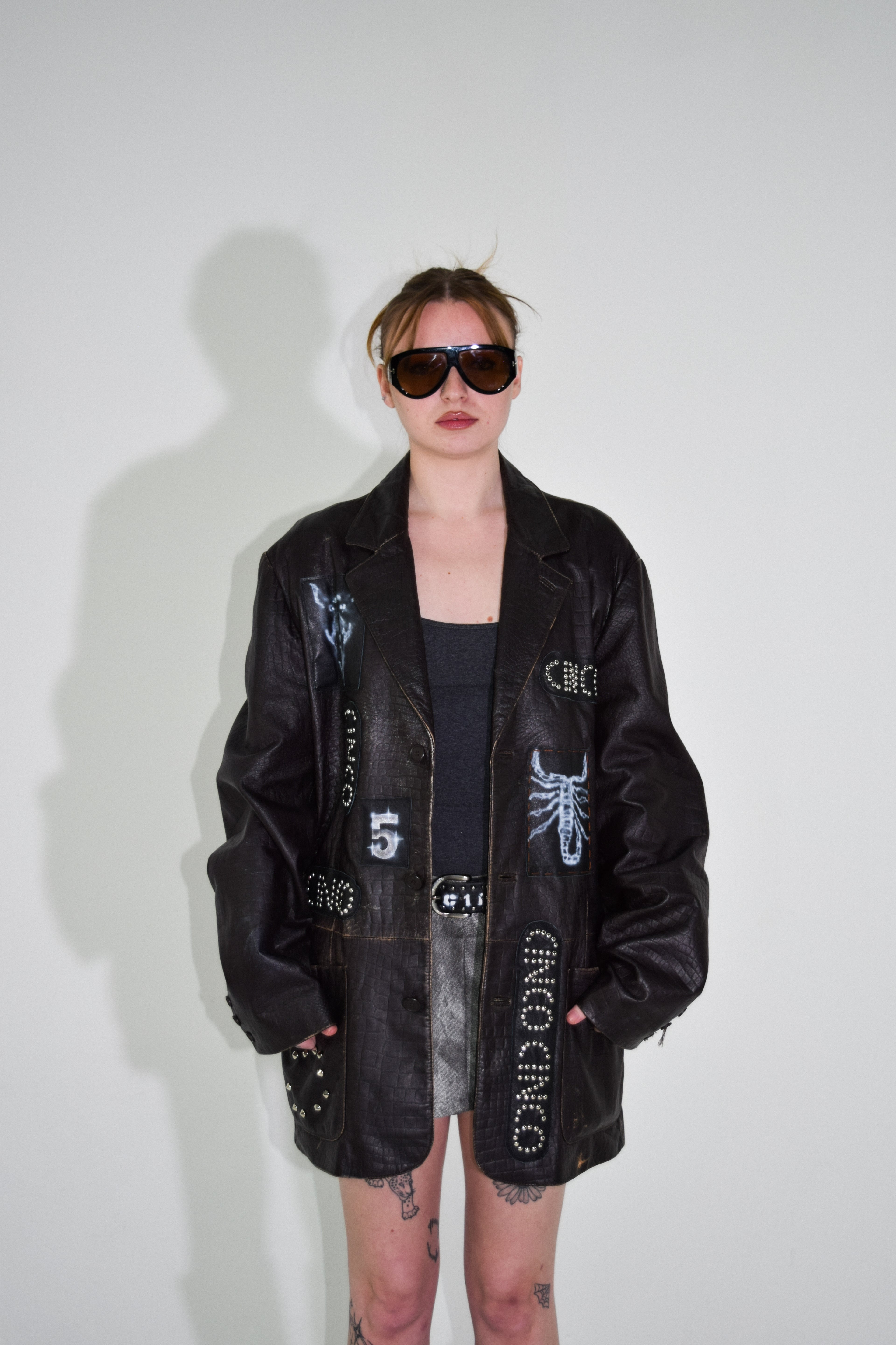 PROTOTYPE - Leather Patch/Studded Long Coat