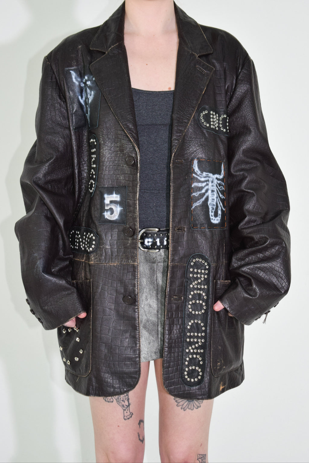 PROTOTYPE - Leather Patch/Studded Long Coat