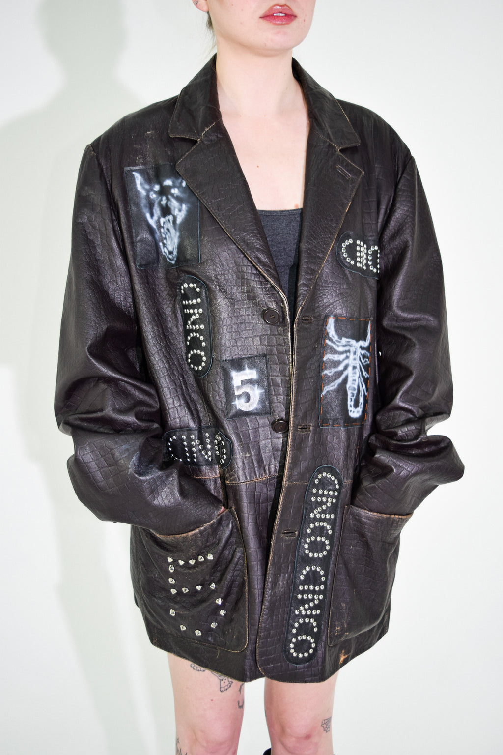 PROTOTYPE - Leather Patch/Studded Long Coat