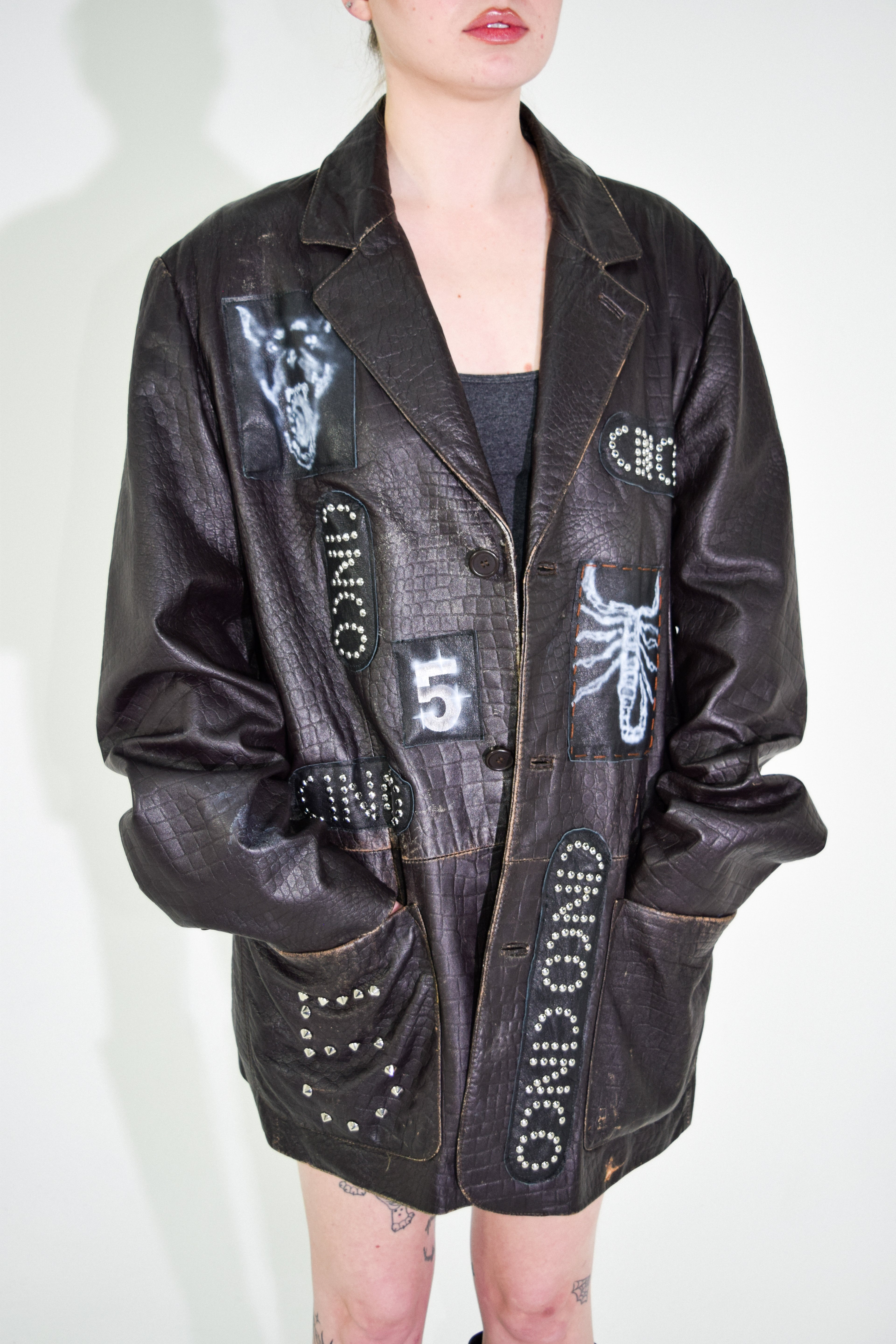 PROTOTYPE - Leather Patch/Studded Long Coat