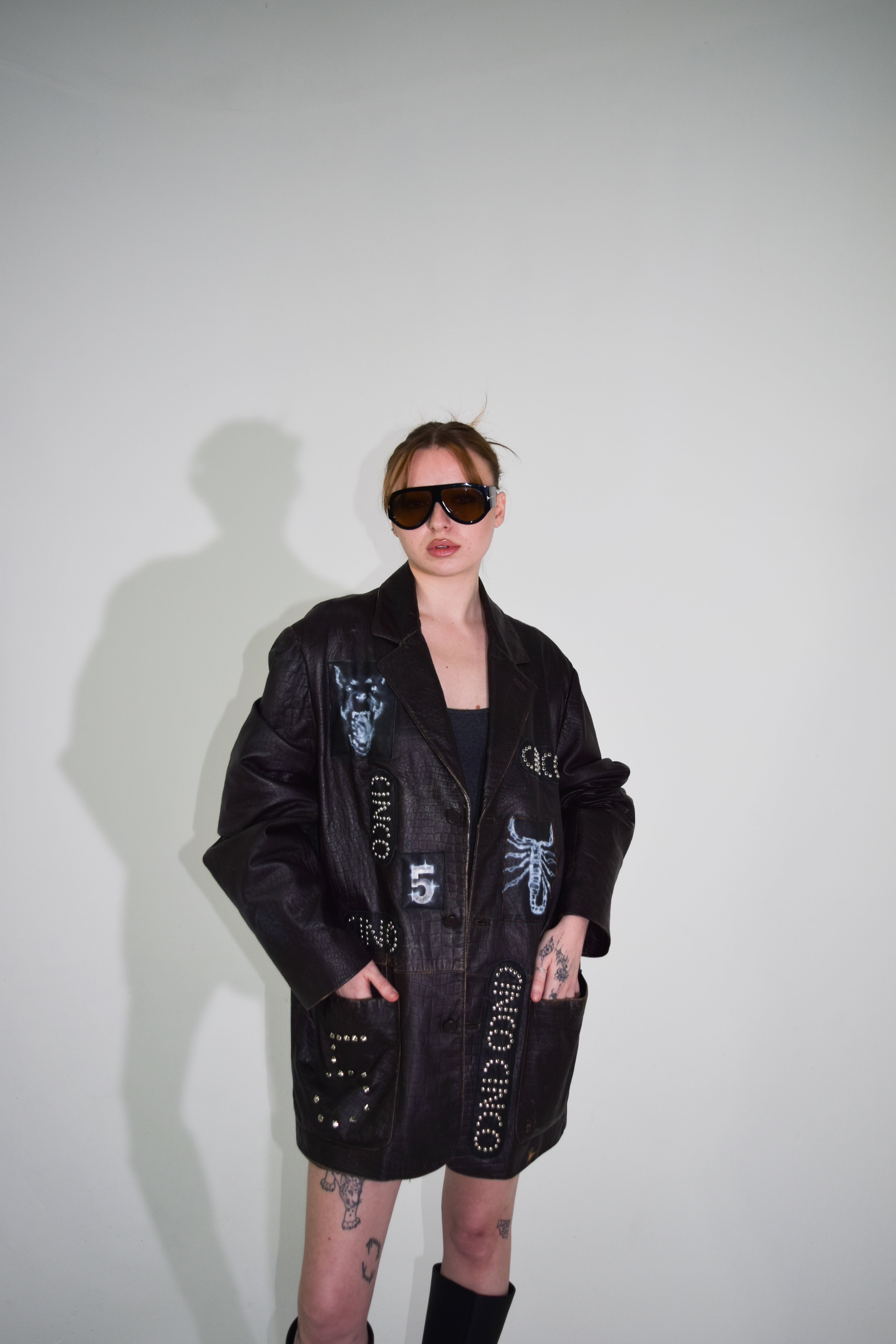 PROTOTYPE - Leather Patch/Studded Long Coat