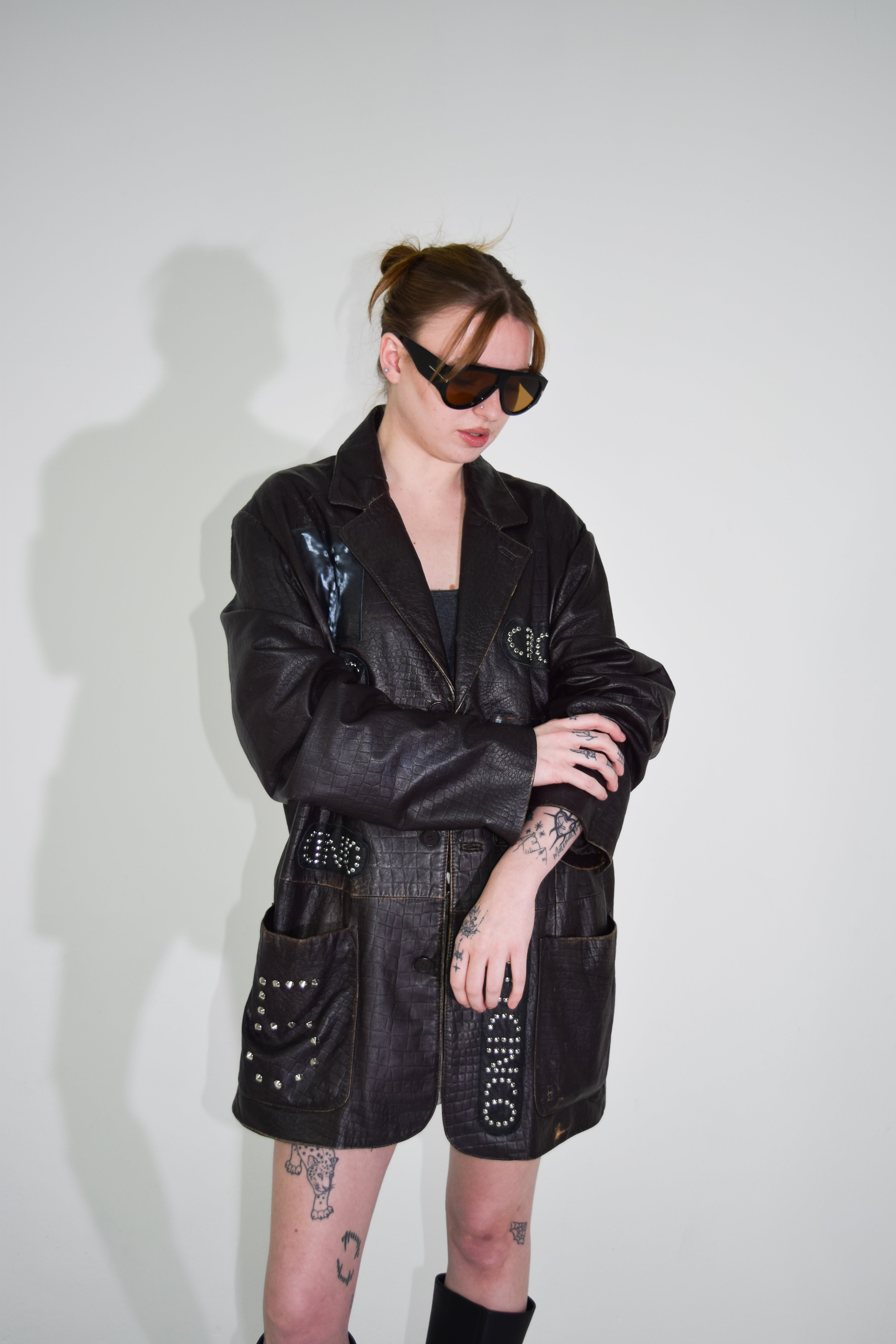 PROTOTYPE - Leather Patch/Studded Long Coat